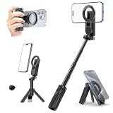 ULANZI Magnetic Phone Tripod, JJ03 Portable Selfie Stick Tripod for Magsafe with Remote, Mini Phone Stand Handle Grip for iPhone 17/16/15/Android, 360° Rotation Pocket Size for Travel Vlog Live