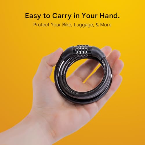 Image of Securo Advance Keyless Universal Combination Cable Chain Helmet Lock for Bike Cycle Bicycle Luggage Strong Steel Wire Number Password Lock for Travel Train Motorcycle Daily Security Use