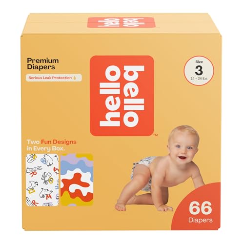 Image of Hello Bello Premium Diapers Size 3, Capital Critters & Get in The Groove Designs, 66ct Club Box