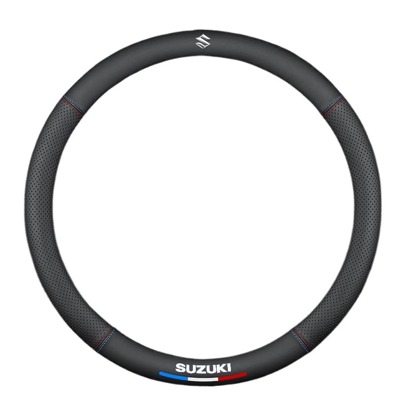 Car Steering Wheel Cover for Suzuki Jimny 5 Doors 2023-2025, Anti-Slip Steering Wheel Protector Breathable Leather Car Interior Accessories,B