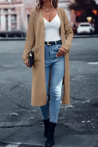 Image of Danedvi Long Cardigan Sweaters Women Trendy Open Front Coat with Pockets