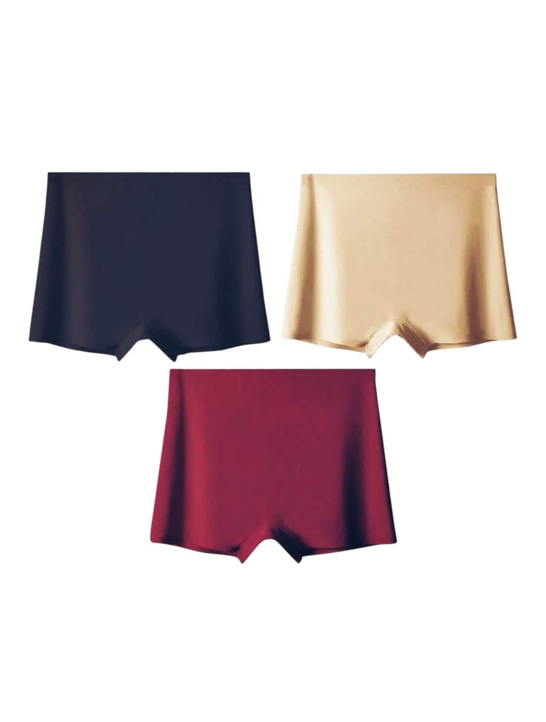 Rudra Women's Ice Silk Seamless Boyshort Panty, (Pack of 3 Panty) Size L Multicolour-image-1