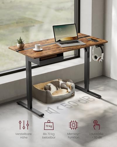 VASAGLE Höhenverstellbarer Schreibtisch elektrisch, 120 x 60 cm – Ansicht 4