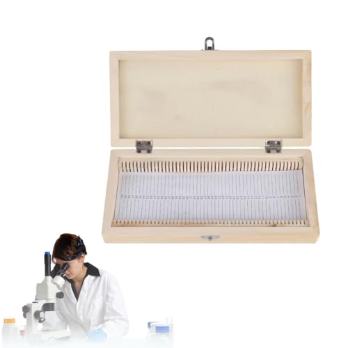 Mikroskop Objektträger Box, keine Kante scharfe Aufbewahrungsbox 50 Stück Große Kapazität biologische Holz für Scheibensammlung Zuhause Schule Rechteckige Grundlegende Biologische Wissenschaft Bildung