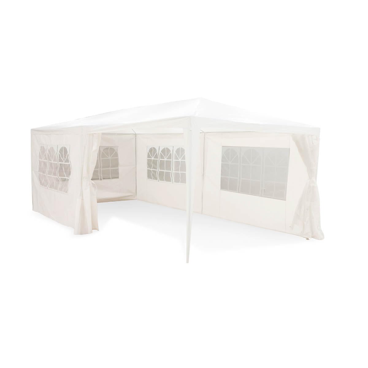 Tonnelle 3x6 Mètres – Barnum avec Parois Latérales – Chapiteau pour Jardin – Tente de Camping pour 70 Personnes – Blanc Étanche