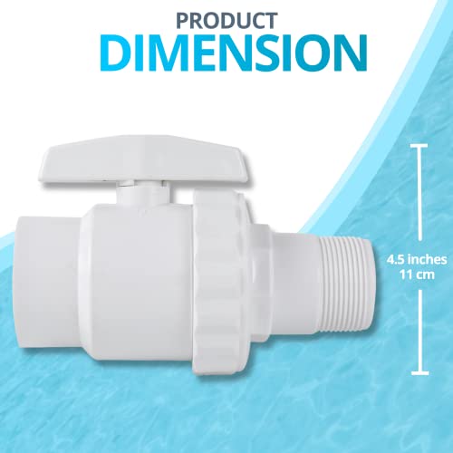 Tongass 1.5" Mip X 1.5" Fip 2-Way Trimline Ball Valve Compatible With Hayward Pool Filter Pn. Sp0723- Abs Plastic Non-Corrosive Valves - Max. 50 Psi Pressure Rating #TOP2
