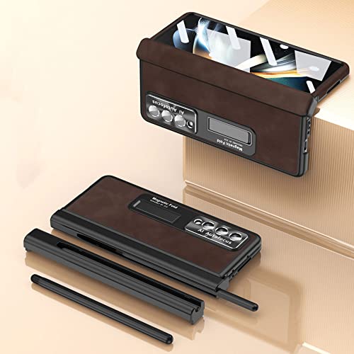 Étui Samsung Galaxy Z Fold 4 avec porte-stylo et charnière S - Couleur Café