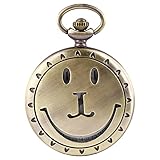 Alwesam Pocket Watch Hollow Smiley Pattern Quartz Pocket Watch with Chain Best Gifts for Men Women