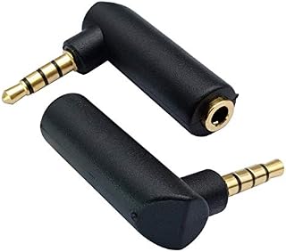 AAOTOKK 3.5mm Headphone Audio Converter 90 Degree Right Angled 4 Poles 3.5mm (1/8 inch) Male to Female TTRS Audio Stereo Connector Extension Adapter(2 Pack/4 Pole)