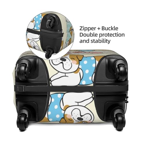 Cute Bull Dog Travel Luggage Covers - Elasticity Suitcase Covers Protector for Luggage 18-32 Inch3