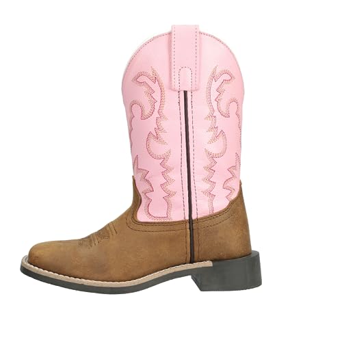 Kid's Addison Vintage Brown/Pink Leather Western Boot