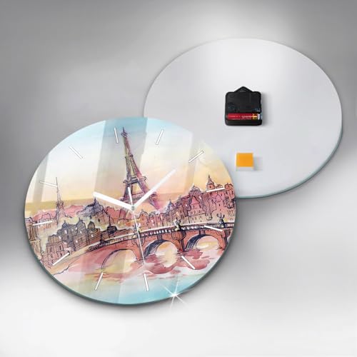 Horloge en verre 30 cm Wallfluent pour salon moderne - 5