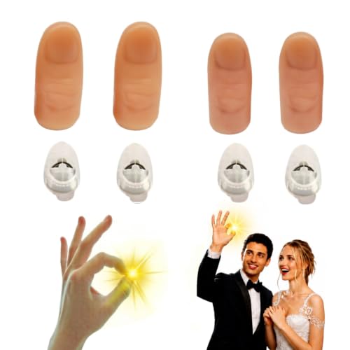 sumrica Magic LED Finger Lights - New Year Party Gifts & Valentine's Day Couple Toys - Easter Glow Props - LED Light Up Finger Tricks for Adult Magic and Celebration (Yellow, 2 Packs)