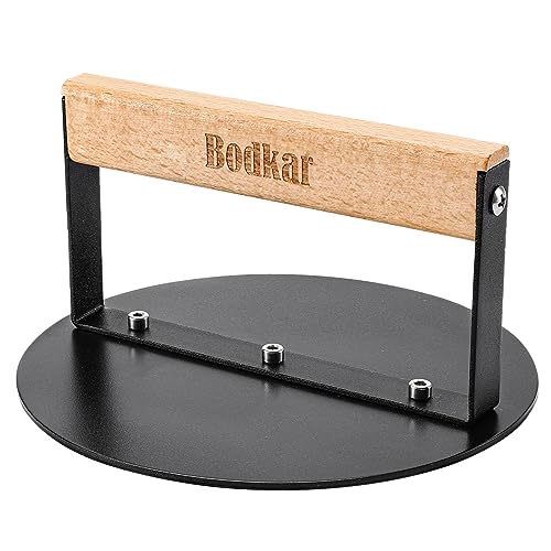Bodkar Smash Burger Press 6 Inch, Round Burger Smasher Grill Press For Griddle Bacon Press Meat Steak Press With Wood Handle #TOP1