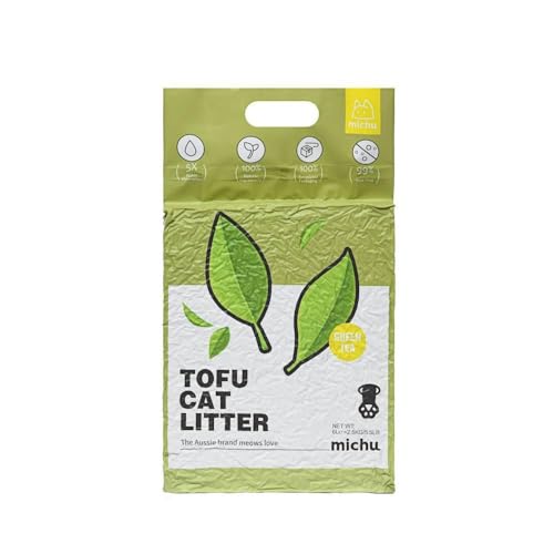 Michu Tofu Cat Litter Natural Clumping Tofu Cat Litter, Fast Clumping and Easily Scoop-able 5.5lb/88oz 5 Scents - Greentea, 2 Pack