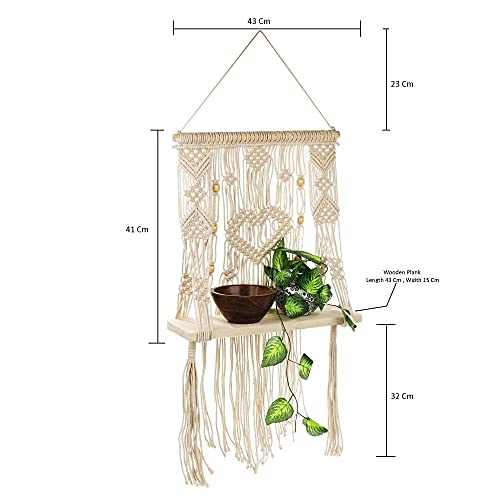 Image of Homesake Macrame Bohemian Wall Hanging Shelf-Ideal Plant Storage with Window Plant Hanger (White)