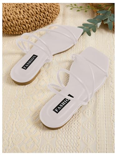 Image of GORGLITTER Women's Strappy Sandals Criss Cross Strap Flat Sandals Open Toe Slides Shoes