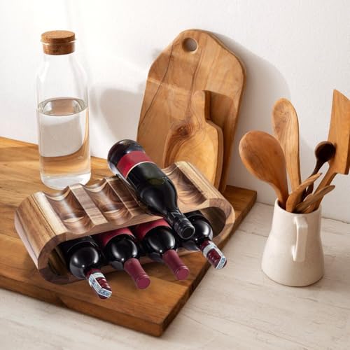 Soporte de vino de madera para 8 botellas con diseño ondulado miniatura 3