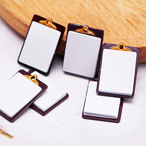 6 Pcs Dark Brown Mini Writing Board Mini Metal Clipboard Miniature Clipboards For Miniature House Accessories Diy Model Scene Decor #TOP5