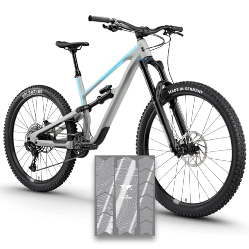 unleazhed Bike Protection BP01 S Frame Topolines White Glossy | Rahmenschutzfolie für Mountainbikes | Made in Germany | 10 -teiliges komplett Rahmenschutz-Set | extrem reißfest