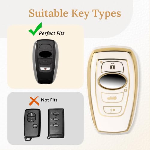 Image of for Subaru Key Fob Cover with Upgraded Anti loss Durable Metal Keychain, Fashionable Soft Case for WRX BRZ Ascent Crosstrek Forester Impreza Legacy STI (Gold, A1)