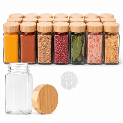 Image of WHISKET - 100 Ml Multipurpose Spice Jars Set With Bamboo Lids | Square Spice Jars Set| Moisture-Resistant Masala, Herbs & Seasonings Storage Containers. (PACK OF 4)