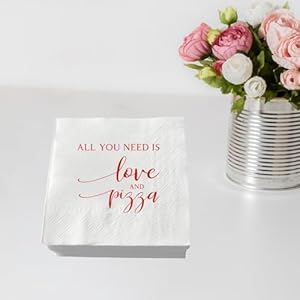 50 Pcs Wedding Napkins Red Foil "All You Need is Love and Pizza" Paper Cocktail Napkins Bar Berverage Napkins for Engagement Rehearsal Dinner Luncheon Dinner Party Decorations 3-Ply 50 Pcs Wedding Napkins Red Foil All You Need is Love and Pizza Paper Cocktail Napkins Bar Berverage Napkins for Engagement Rehearsal Dinner Luncheon Dinner Party Decorations 3 Ply