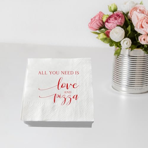 50-Pcs-Wedding-Napkins-Red-Foil-All-You-Need-is-Love-and-Pizza-Paper-Cocktail-Napkins-Bar-Berverage-Napkins-for-Engagement-Rehearsal-Dinner-Luncheon-Dinner-Party-Decorations-3-Ply 50 Pcs Wedding Napkins Red Foil All You Need is Love and Pizza Paper Cocktail Napkins Bar Berverage Napkins for Engagement Rehearsal Dinner Luncheon Dinner Party Decorations 3 Ply