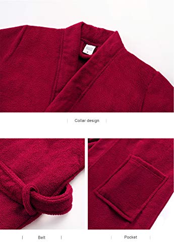 Vislivin Womens Lightweight Bathrobe Soft Kimono Robes Terry Cloth Bathrobe Knee Length Bath Gown Wine Red L #TOP5