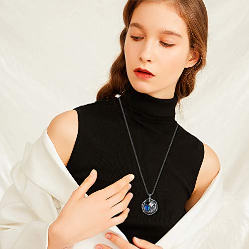 Elegant & Vintage Sterling Silver Created Crystals Necklace for Women | Long Chain Pendant Necklace | Blue Crystal Pendant | 925 Sterling Silver | 35cm Chain Length3