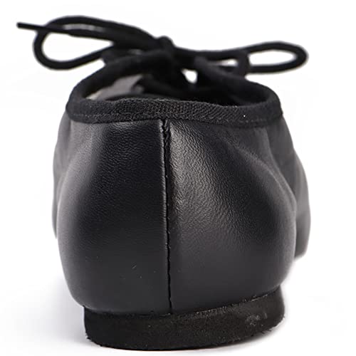 Foto von DANCEYOU Jazzschuhe – Feines Leder, Schnürsenkel, Geteilte Sohle – Tanzschuhe für Jugendliche und Erwachsene – Schwarz – Herstellergröße 42 / EU 41