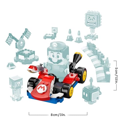 Mario Kart - Interattivo e Kart Standard - Percorso di Gara con Macchina Giocattolo, 3 Figure, Podio e Barriere - Regalo da Gaming per Bambini e Bambine da 7 Anni in su - 72043 - Lego - Immagine 2