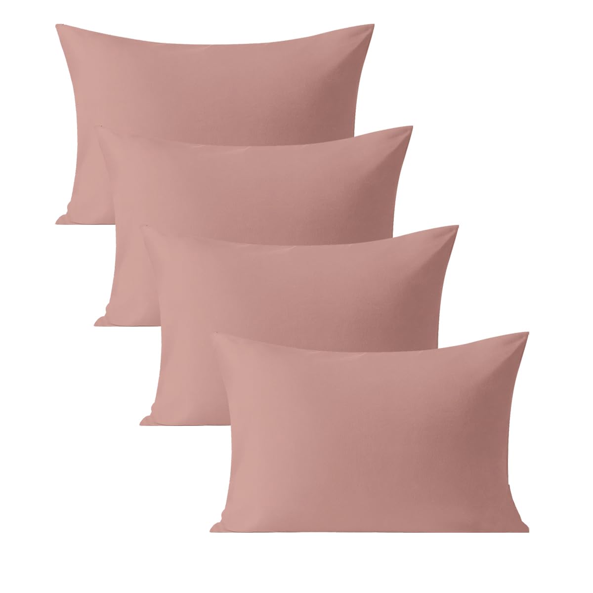 Soifox Pillow Cases 4 Pack, Pink Pillowcases with Envelope Closure, 100% Brushed Microfiber House Wife Pillow Covers Wrinkle and Stain Resistant, Standard Size 50x75 cm
