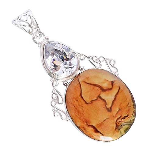 Collier jaspe cheval sauvage pendentif quartz naturel chaîne argent