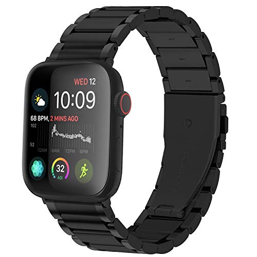 Für Apple Watch Armband 42mm 44mm 38mm 40mm, iwatch Armband Edelstahl Series 6/5/4/3/2/1, 40mm Schwarz