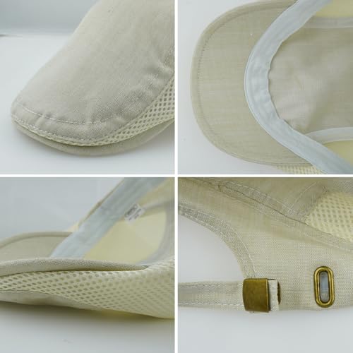 Image of Men's Cotton-Hemp Blend Newsboy Cap - Lightweight Summer Flat Cap for Driving & Outdoor Style
