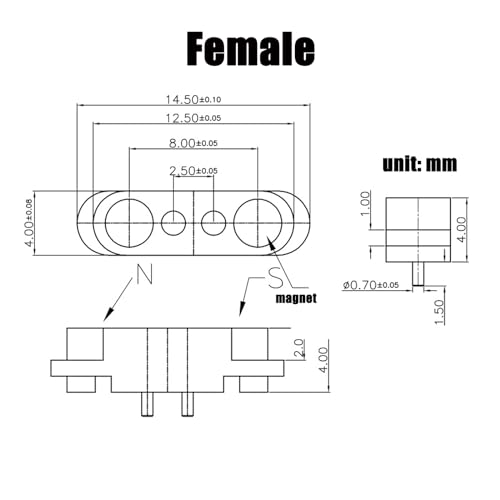Image of 2 Pair Magnetic Pogo Pin Connector, 2 /3 /4 /5P 2A Pogopin Magnetic Connector Male+Female 2.54 /2.5 MM Through Holes Spring Loaded Connectors DC Power Socket DC Power Charge Probe Connector (2Pin)