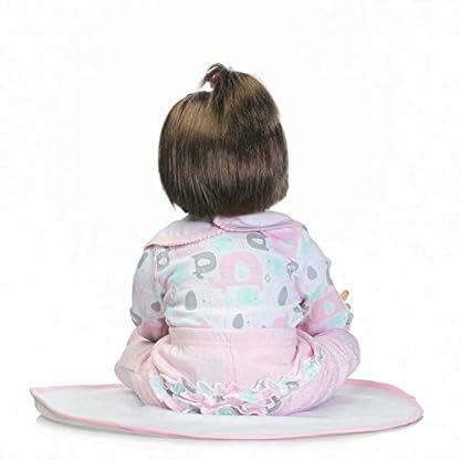 THj 22 Zoll realistische lächelnde Silikon wiedergeborene Babypuppen Rosa Elefant gewichteter Stoffkörper Neugeborene… – Bild 4