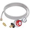 GASPRO High Pressure Propane Regulator with 12FT Braided Hose, 30-PSI High Flow Propane Regulator with Gauge, Fit for Forge, Fire Pit and More