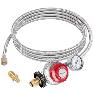 GASPRO High Pressure Propane Regulator with 12FT Braided Hose, 30-PSI High Flow Propane Regulator with Gauge, Fit for Forge, Fire Pit and More