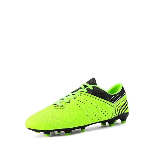DREAM PAIRS 160859 Men's Sport Flexible Athletic Lace Up Light Weight Outdoor Cleats Football Soccer Shoes Neongreen Black Size 9.5