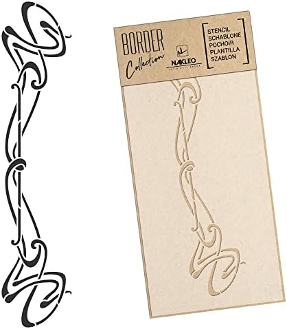 Border Reusable Plastic Wall Stencil // Art Nouveau Ornament #1 // Art Craft Mylar Template (8,2"x15,7")