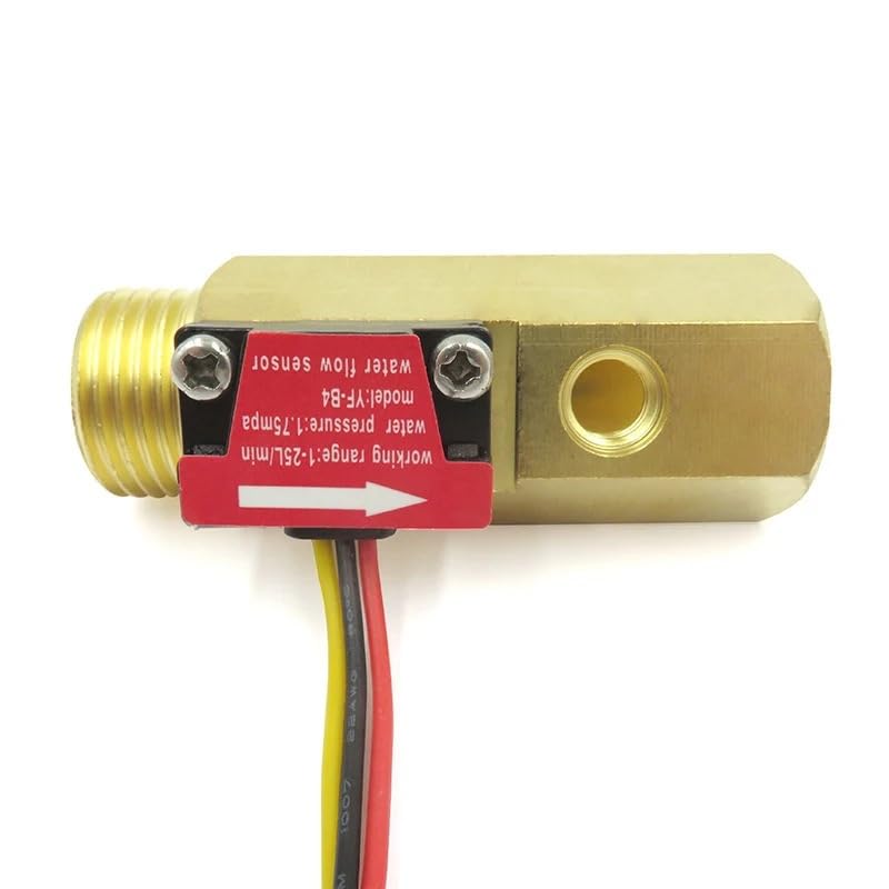 Sensor de flujo de agua DN15, latón, 1.75MPa, Sensor Hall, pulso, 1/2 ", caudalímetro de turbina DC5~18V con detección de temperatura