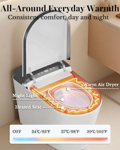 Image of EchosLife Luxury Smart Toilet with Bidet Built In, Auto Open /Close, Auto Flush, Blackout Flush, Foam Dispenser, Odor Control, ADA Comfort Height One Piece Elongated Toilet, Tank Built-In, Heated Seat