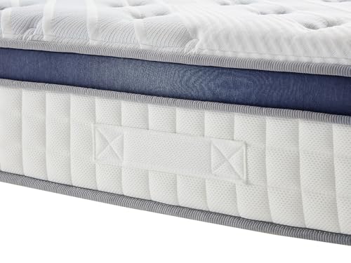 Vente-unique - Set 140 x 190 cm Boxspringbett + Hybrid-Matratze, Taschenfederkernmatratze, 7 Zonen aus Memory-Schaum und Latex, Stà ¤rke 25 cm  Malao de Palacio – Bild 8
