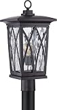 Quoizel GVR9010K Grover Outdoor Lantern Post Mount, 1-Light, 150 Watts, Mystic Black (21" H x 11" W)