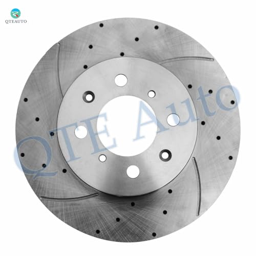 1990-2005 Honda Civic PM Auto Front Drilled Slotted Brake Disc Rotors - Image 4