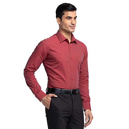 Image of Raymond Men's Pure Cotton Fil-A-Fil Pattern Slim Fit Semi Cutaway Collar Full Sleeve Formal Shirt