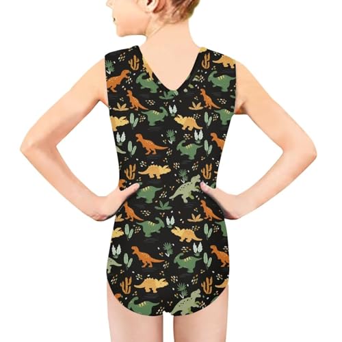 Image of Girls Cartoon Pattern One-Piece Swimsuits Sport Racer Swimwear Beach Bathing Suit, Size 5-14