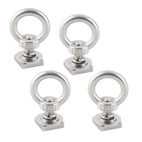 Ancrages de Fixation pour Rail en T pour galerie de Toit, 4 ancrages M8 en Acier Inoxydable pour Plateau de Camion, remorque et Chargement. (Argent)